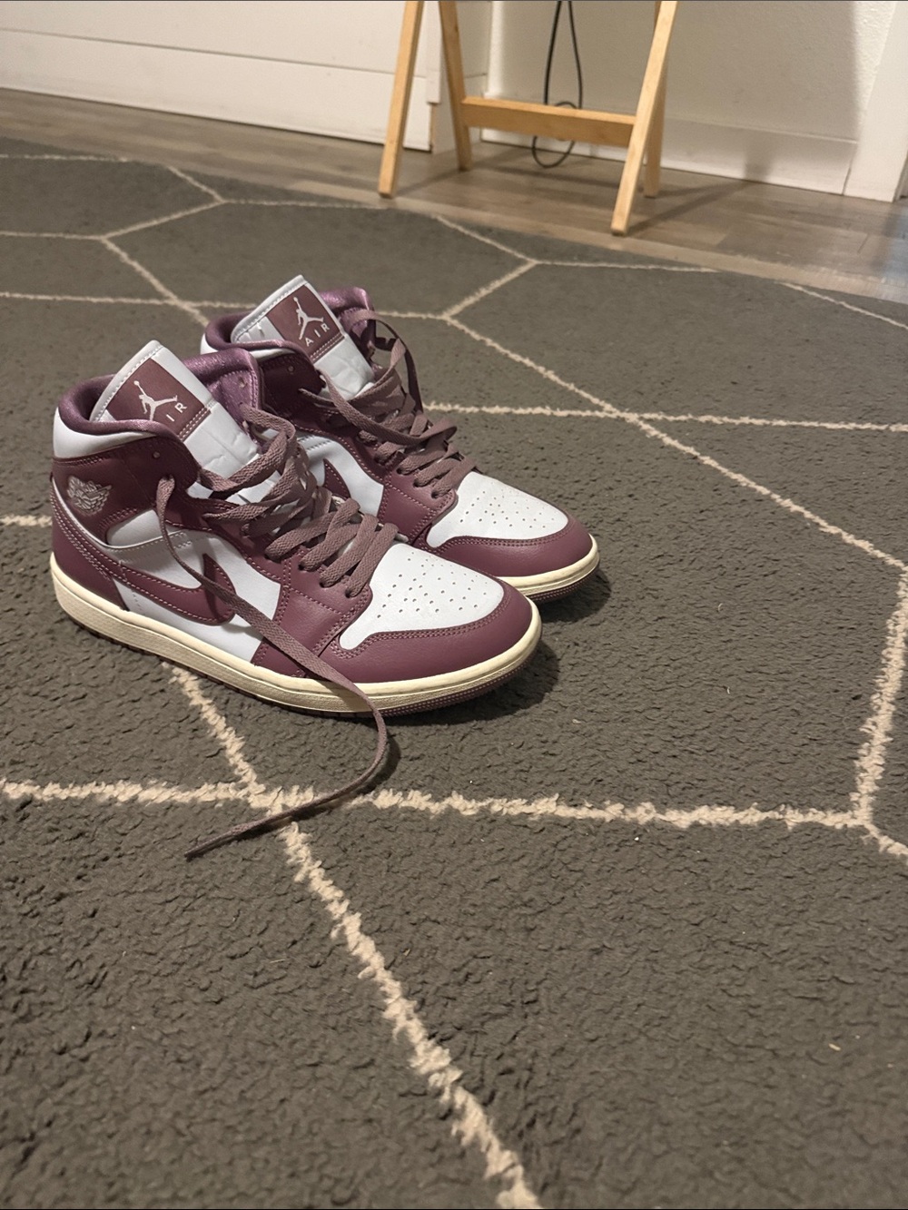 Jordan High-Top Sneakers in Maroon and White